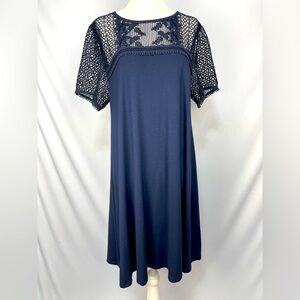 Loft Navy blue lace knit dress women’s size L